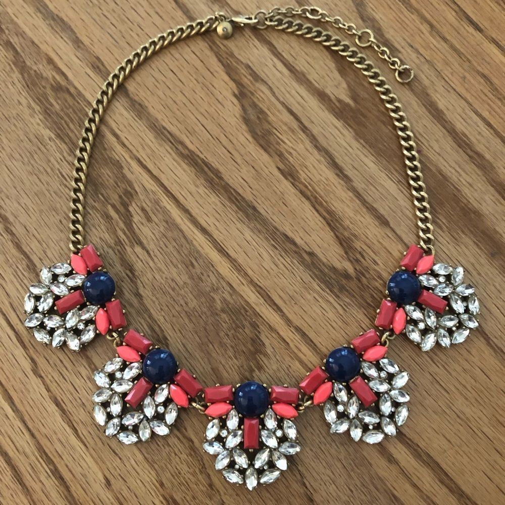 J.Crew | Rhinestone Cabochon Pendant Necklace | 18” Adjustable